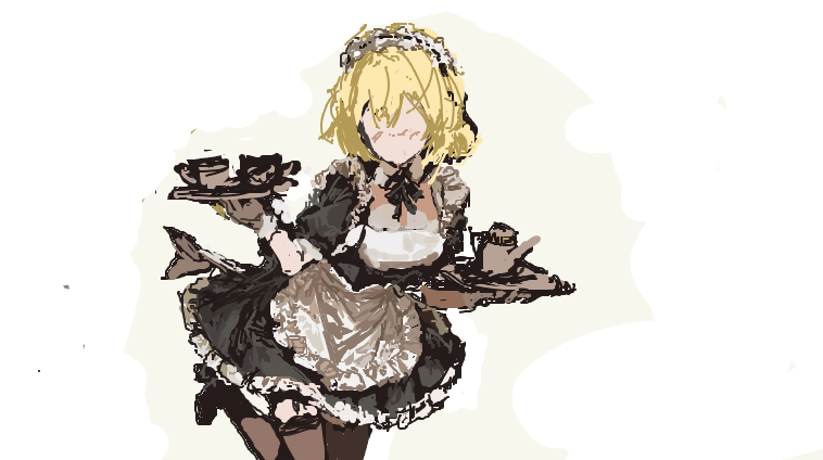 Happy SCP-7822 holding a tea set